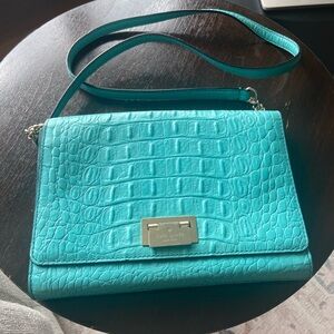 Kate Spade Blue Crossbody Bag with Croc-Embossed Texture